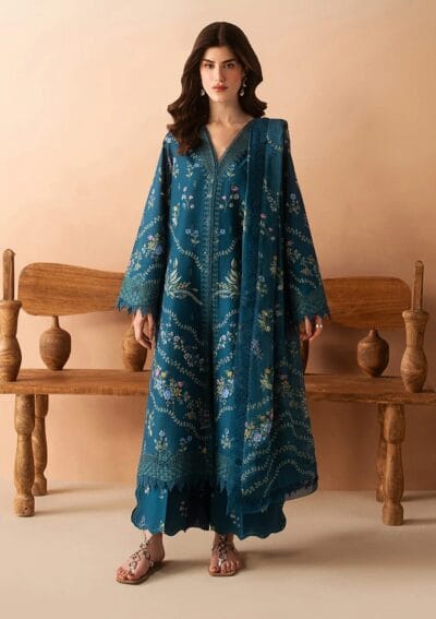 Afrozeh Lawn Luem Teal Haze Summer Edit