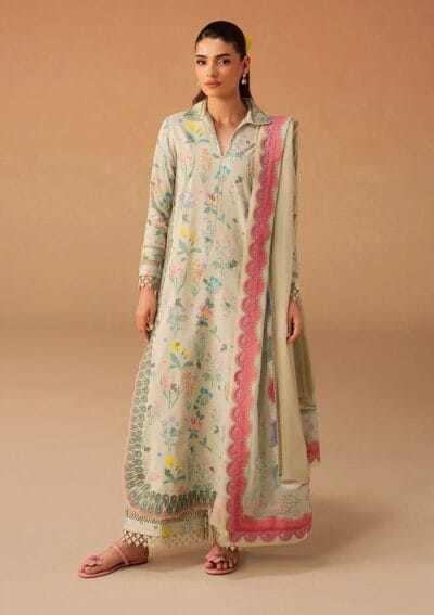 Afrozeh Lawn Sunlaced Green Haze Summer Edit